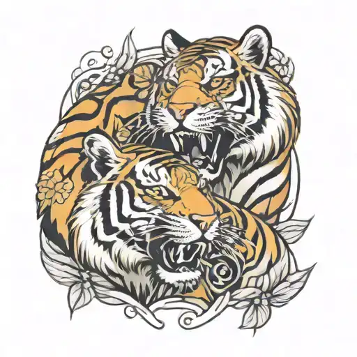 tiger and tigress symbolizing the client's love tattoo design idea