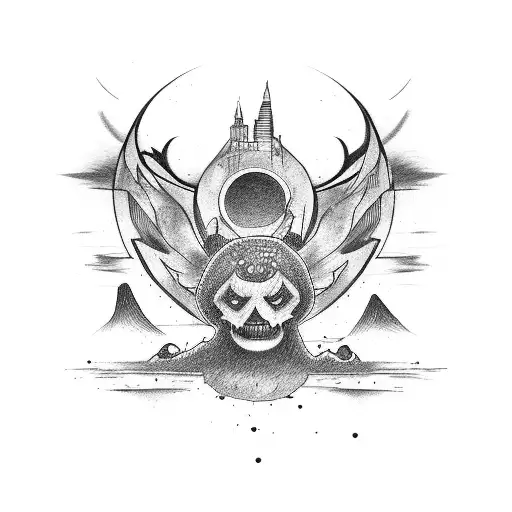 city haunted  tattoo design idea