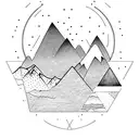 mountains inside a upside-down triangle with 3 moon phase  tattoo design idea