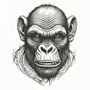 Ape, calm, scary face tattoo design idea