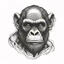Ape, calm, scary face tattoo design idea