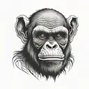 Ape, calm, scary face tattoo design idea