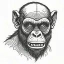 Ape, calm, scary face tattoo design idea