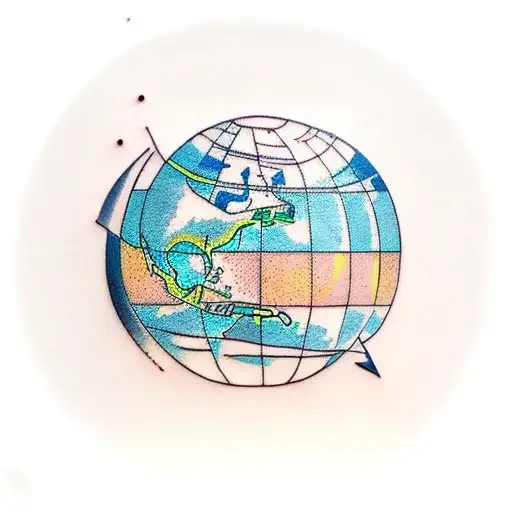 terrestrial globe tattoo design idea