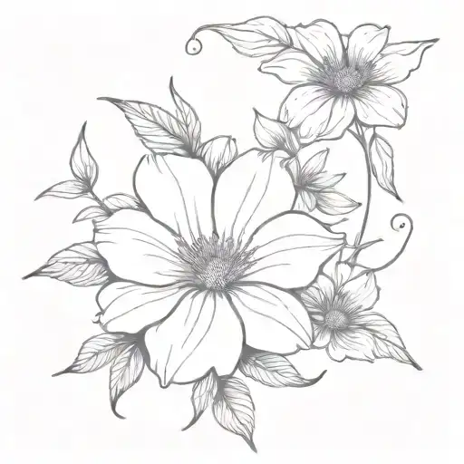 morning glory and aster flower tattoo design idea