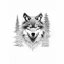 wolf in the forest  tattoo design idea