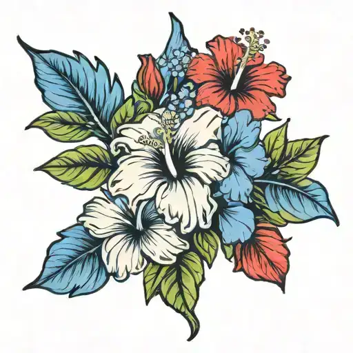hibiscus and bluebonnet tattoo design idea