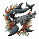 killer whale with guns tattoo ak47 tattoo design idea