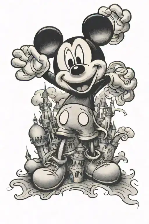 mickey mouse castle  tattoo design idea