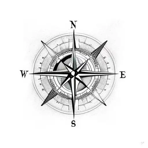 Compass in front of a map of the world and a airplane flying by tattoo design idea