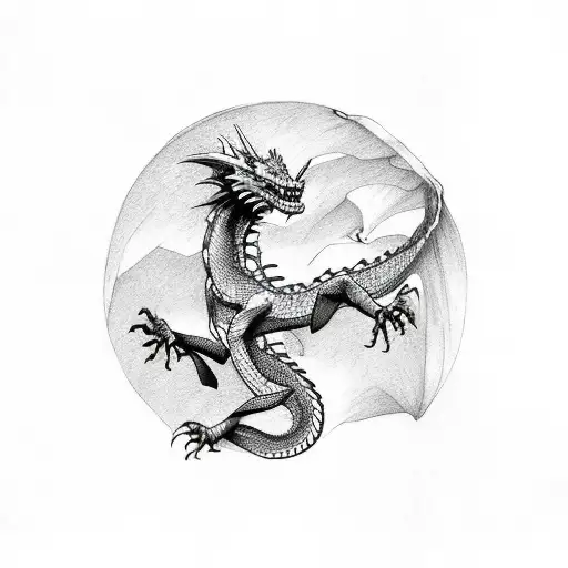 dragon wrapped around willow tree tattoo design idea