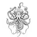 poseidon fighting with octopus tattoo design idea