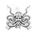 poseidon fighting with octopus tattoo design idea