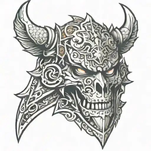 bracer element of armor, demon they lived through a dagger tattoo design idea