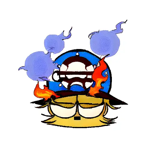 A minimalist design of the One Piece hat combined with a glassblowing flame, creating a unique symbol of passion and adventure tattoo design idea