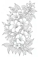 Cosmo, Poppy, Lily of the valley, Honeysuckle, Morning Glory, Bouquet of flowers tattoo tattoo design idea