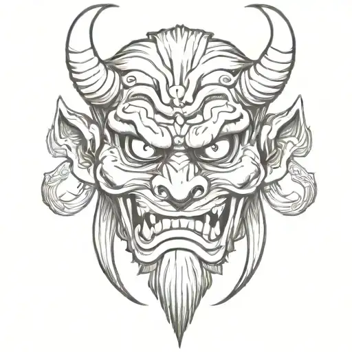 oni mask tattoo design idea