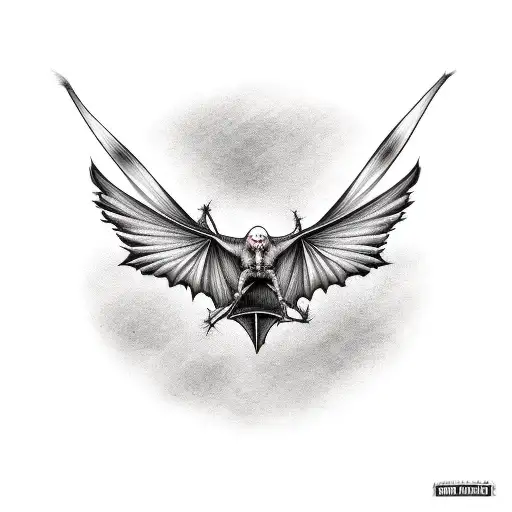 Flying Bat brush stroke tattoo design idea