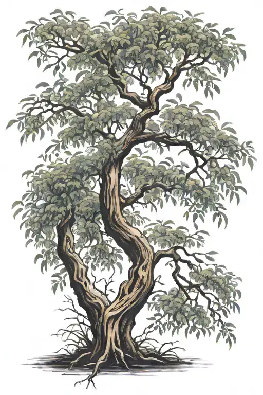 willow tree branches tattoo design idea