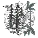 nirvana in utero with pine trees at night  tattoo design idea