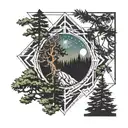 nirvana in utero with pine trees at night  tattoo design idea