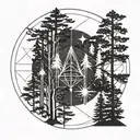 nirvana in utero with pine trees at night  tattoo design idea