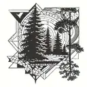 nirvana in utero with pine trees at night  tattoo design idea