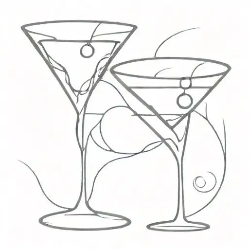martini glass filled tattoo design idea