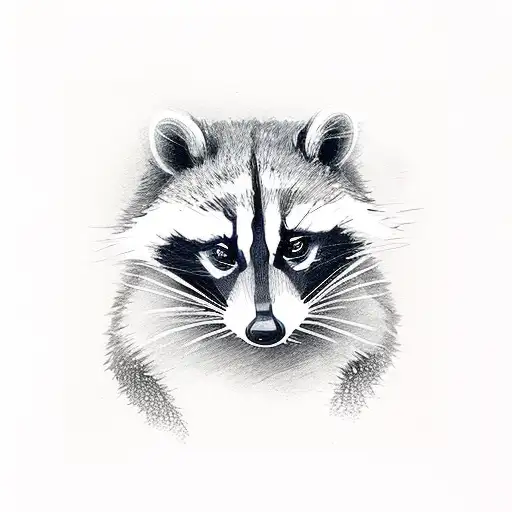 raccoon holding pill bottwl tattoo design idea
