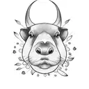 Design a tattoo featuring tropical flowers surrounded by capybara to showcase your love for animals and Brazil tattoo design idea