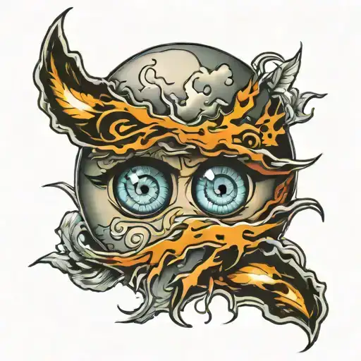 thunder and lightning and eyes  tattoo design idea