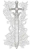 faith family sword C tattoo design idea