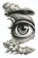 eye with clouds shading tattoo design idea