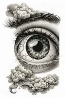 eye with clouds shading tattoo design idea