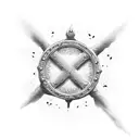 upside down gothic cross, "Branson's Bitch" inscribed  tattoo design idea