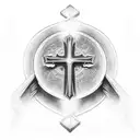 upside down gothic cross, "Branson's Bitch" inscribed  tattoo design idea