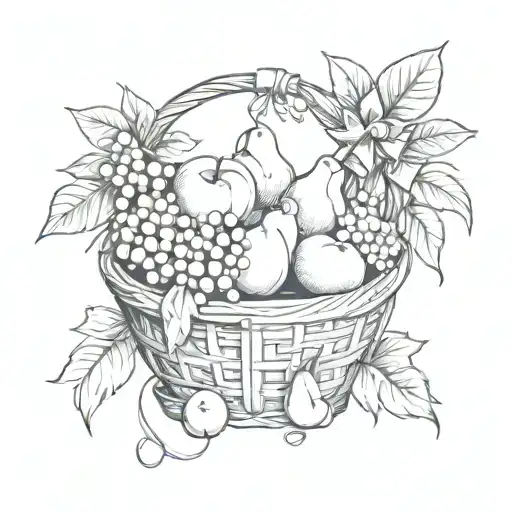 Fruit basket with bows on the handle tattoo design idea