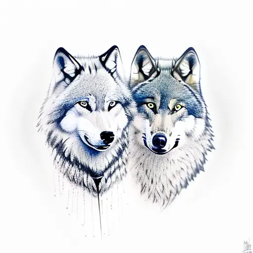 the wolf and the raven  tattoo design idea