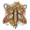 moth with phrases "Rythm 0" tattoo design idea