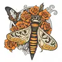 moth with phrases "Rythm 0" tattoo design idea