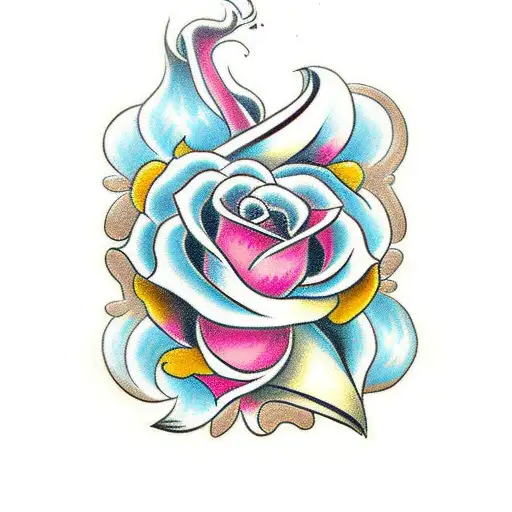 deck of cards and rose tattoo design idea