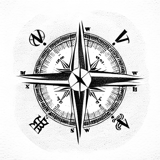 direction compass tattoo design idea