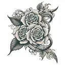 music notes and rose intertwined tattoo design idea