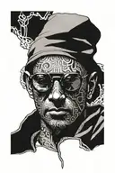 blinded man tattoo design idea