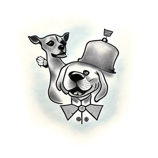 man and dog handshake  tattoo design idea