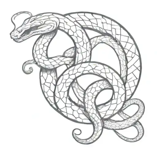 A stylized dollar sign intertwined with a snake, symbolizing the power and allure of money in the business world tattoo design idea