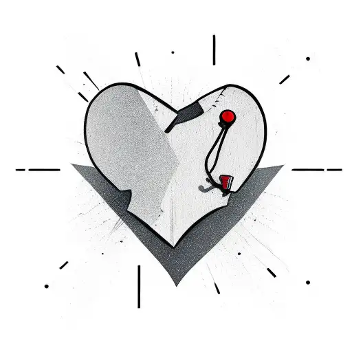 broken skateboard realistic heart tattoo design idea