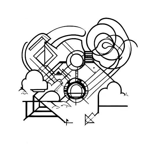 architecture and sky tattoo design idea