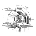 architecture and sky tattoo design idea