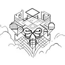 architecture and sky tattoo design idea